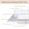Bianco Carrara Venato 43" Marble Vanity Top With 1 Pre Drilled Faucet Hole Sintered Stone Bathroom Vanity Top With Undermount Rectangular Sink And 4" Backsplash - White - Image 9