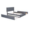 Queen Size Upholstered Platform Bed With Trundle And Drawers - Gray - Image 8