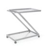 Modern Z Shaped Bar Cart With Tempered Glass Shelves - Silver - Image 7