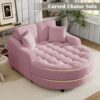 Modern Chaise Lounge Sofa Bed Upholstered Sofa Couch With Tufted Seat And Detachable Pillows For Living Room - Pink - Image 4