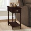 Accent Side Table, 2 Tier, Storage Drawer, Traditional - Cherry - Image 4