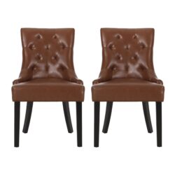 Cheney - Contemporary Dining Chair (Set of 2) With Tufted Design - Light Brown