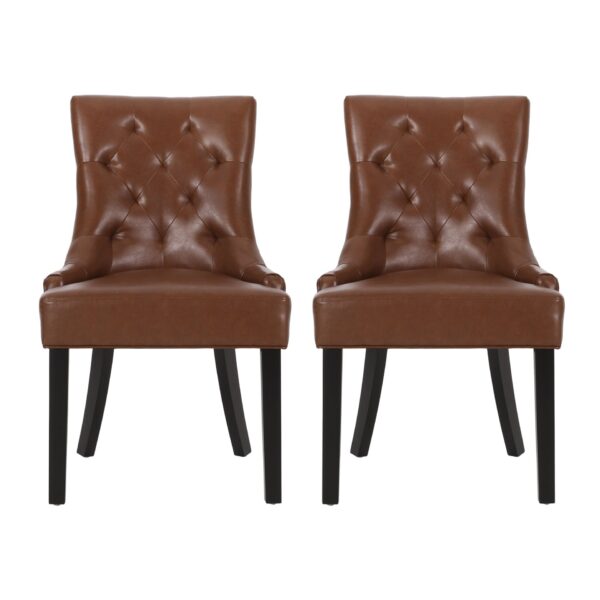 Cheney - Contemporary Dining Chair (Set of 2) With Tufted Design - Light Brown