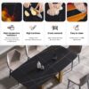 70.87" Modern Artificial Stone Black Curved Metal Leg Dining Table - Black / Gold - Image 9