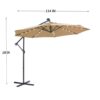 Outdoor Cantilever Patio Umbrella With 32 LED Lights 10 Ft Hanging Design Easy Open Adjustment Metal Frame - Taupe - Image 3
