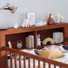 Twin Size Bed With Headboard Storage Rack, 2 Under Bed Drawers, 3 - Side Guardrails For Safety And Security - Walnut - Image 3