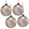 Christmas Ball Ornaments, Glass Decorative Hanging Ball Christmas Tree Ornaments, For Holiday Party Decorations (Set of 4) - Silver - Image 2