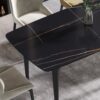 70.87" Modern Artificial Stone Curved Metal Leg Dining Table, Can Accommodate 6-8 People - Black - Image 8