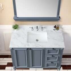 Elegant Sintered Stone Bathroom Vanity Top With Rectangular Undermount Ceramic Sink And Backsplash - White