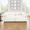 2 Seater Sofa With Storage Seat And Cylindrical Backrest - White - Image 10