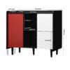 Modern Sideboard Buffet Cabinet With Doors And Unique Panel Styling - Black / Red - Image 3