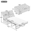Convertible Folding Sofa Bed Ottoman With Memory Mattress And Tufted Design - Beige - Image 2