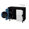 Modern Sideboard Buffet Cabinet With Red Doors And Unique Panel Styling - Black - Image 24