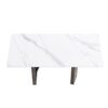 70.87" Modern Artificial Stone White Straight Edge Black Metal Leg Dining Table - White / Black - Image 5