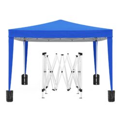 10'X10' Folding Canopy With 4 Removable Sidewalls Outdoor Event Shelter UPF 50+ Gazebo Portable Tents For Parties Beach Camping Wedding Ez Pop Up Canopy 4 Pieces Weight Bag + Carry Bag - Blue