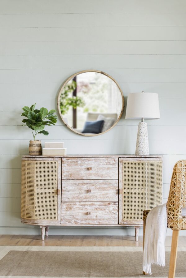 TV Console With Cane Doors - Multicolor