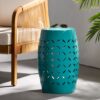 Lilac - Modern Side Table With Iron Cut Design - Teal - Image 2