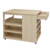 Kitchen Island Cart, Rolling Serving Utility Trolley Cart Modern Kitchen Island With Storage Drawer Wine Rack Lockable Casters, Kitchen Cart For Kitchen, Dining Room, Bar Living Room - Natural - Image 16