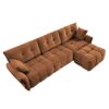 3 Seater Sofa Set With Ottoman And Pillows, Textured, High Resilience Cushions - Burnt Orange - Image 17