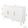 3 Door Large Storage Sideboard With Handles For Kitchen, Dining Room And Living Room, Accent Buffet Cabinet, Coffee Bar Sideboard Cabinet With 3 Doors - White / Gold - Image 7