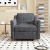 360 Degree Swivel Armchair Cotton Linen Skin - Friendly Fabric Ergonomic Design Brass Nail Decorative Armchair Living Room Chairs Bedroom Chairs Living Room Chairs Black Legs Suitable For Indoor Homes - Dark Gray - Image 3