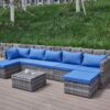 Patio Sofa With Cushions - Blue / Gray - Image 5