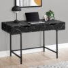 Computer Desk For Home Office, Laptop, Storage Drawers, Marble Look Contemporary & Modern - Black - Image 3