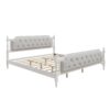 King Size Traditional Style Solid Bed Frame With Upholstered Tufted Headboard, No Box Spring Needed - Antique White - Image 8