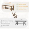 Topmax - 6 Piece Farmhouse Extendable Dining Table Set Trestle Kitchen Table Set With Removable Leaf And Upholstered Dining Chair And Bench For Dining Room - Dark Brown - Image 7