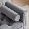 Storage Bench, Queen Velvet Button Bedside Bench, Entryway Living Room With Armrests, Nailhead Trim, Upholstered Bedroom Bench, Bedside Ottoman, Living Room, Entryway - Gray - Image 7
