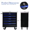 5 Drawer Multifunctional Tool Cart With Wheels - Black / Blue - Image 4