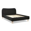 Roman - Queen Curved Headboard Upholstered Platform Bed - Ebony Black - Image 3