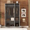 3 Door Shutter Wardrobe With Shelves - Gray - Image 16