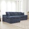 Cloud Sectional Sofa Upholstered Sofa Couch With Double-Layer Cushion And Side Pockets - Blue - Image 9