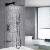 All Metal Tub Shower Faucet Set With 12" Rain Shower Head And Handheld Spray Combo, Wall Mounted - Matte Black - Image 6