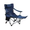 Outdoor Camping Chairs Folding Portable Adjustable Reclining Chair With Side Pockets & Cup Holder - Dark Blue - Image 3