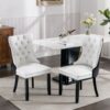 Nikki - Modern, High-End Tufted Solid Wood Contemporary And Velvet Upholstered Dining Chair With Wood Legs Nailhead Trim (Set of 2) - White / Black - Image 13