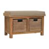 Rattan Basket Linen Bench - Brown - Image 2