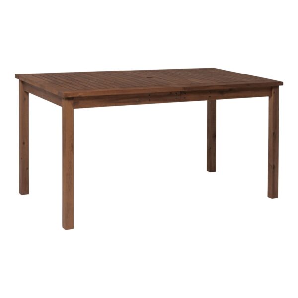 Contemporary Slat Top Acacia Wood Outdoor Dining Table - Dark Brown