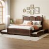 Queen Size Platform Bed With With 2 Big Drawers, Twin Long Size Trundle - Walnut - Image 14