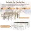 7 Piece Wooden Dining Table Set Mutifunctional Extendable Table With Leaf And 2 Drawers, 6 Dining Chairs With Soft Cushion - Natural Wash - Image 8