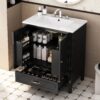 Vintage Style 30" Bathroom Vanity With Sink, Multi Functional Storage, Soft Closing Door - Black - Image 4