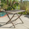 Blissique - Outdoor Foldable Wood Dining Table With Slat Design - Gray - Image 2