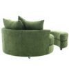 360° Swivel Accent Barrel Chair With Storage Ottoman & 4 Pillows, Modern Chenille Leisure Chair Round Accent For Living Room - Green - Image 19