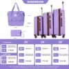 5 Piece Set (20"24"28 +A Travel Bag And A Toiletry Bag), Pp Hardshell Carry On Luggage Set With Tsa Lock Carry On Suitcase Luggage Durable Suitcase - Purple - Image 3