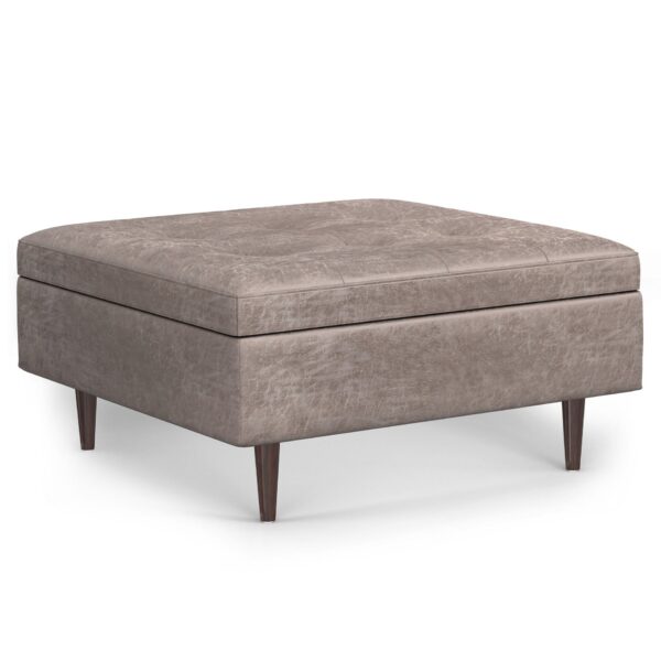 Shay - Mid Century Large Square Coffee Table Storage Ottoman - Gray