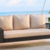 3 Person Porch Swing With Chains, Large Patio Swing Bench With Cushions For Backyard, Garden, And Poolside - Brown - Image 9