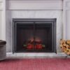 Samantha - Iron Fireplace Screen Modern Design With Easy Access Doors - Black - Image 2