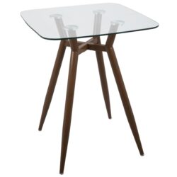 Clara - Mid-Century Modern Square Counter Table - Walnut / Clear