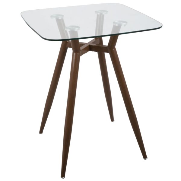 Clara - Mid-Century Modern Square Counter Table - Walnut / Clear